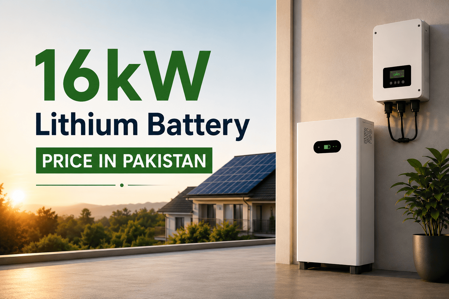 16kW lithium battery price in Pakistan by Global Energy Solutions, featuring a modern lithium battery system and home energy storage setup.